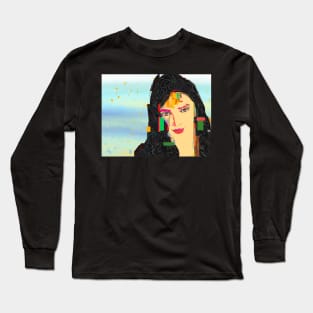 Artwork of woman with red lips Long Sleeve T-Shirt